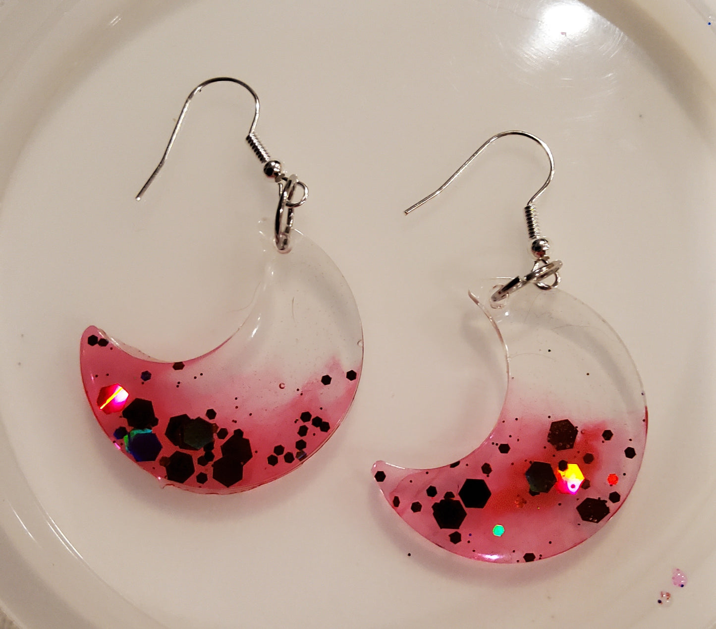 Pink moon earrings